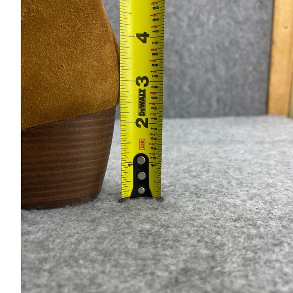 Sole Society Tan Brown Suede Leather Western Side Zip Ankle Bootie Women 11B/41 - Picture 11 of 11